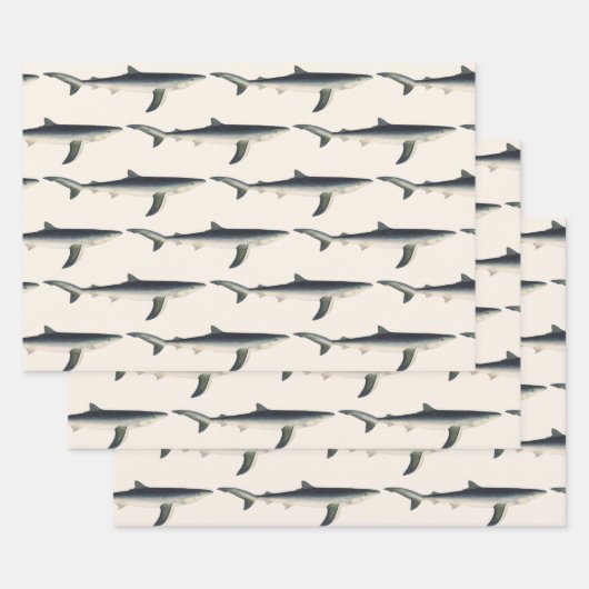 ヴィンテージブルーシャーク、水中競技海マリンライフ ラッピングペーパーシート (セット)