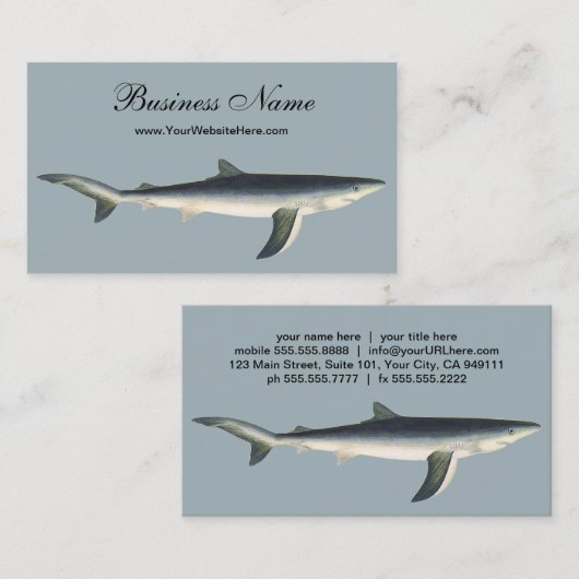 ヴィンテージブルーシャーク、水中競技海マリンライフ 名刺 (正面/裏面)