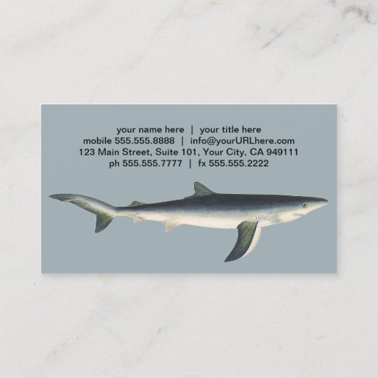 ヴィンテージブルーシャーク、水中競技海マリンライフ 名刺 (裏面)
