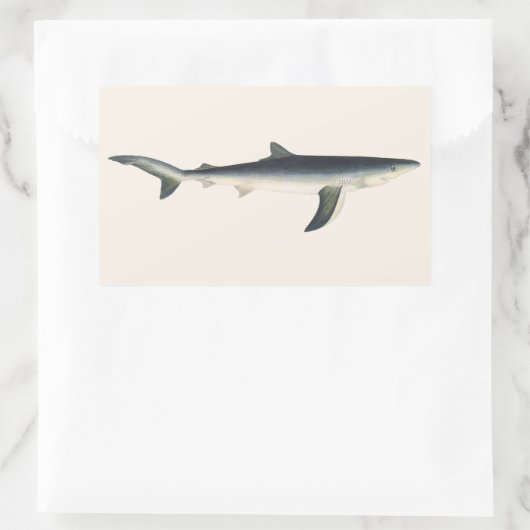 ヴィンテージブルーシャーク、水中競技海マリンライフ 長方形シール (バッグ)