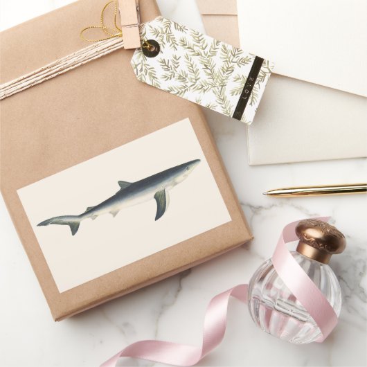 ヴィンテージブルーシャーク、水中競技海マリンライフ 長方形シール (ギフト)