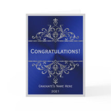 ヴィンテージブルーシルバーネーム祝福卒業