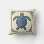 ヴィンテージブルーシーカメ航海の沿岸 クッション (裏面)