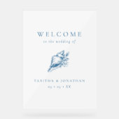 ヴィンテージブルーシーシェルビーチ結婚式へようこそ アクリルサイン (正面)