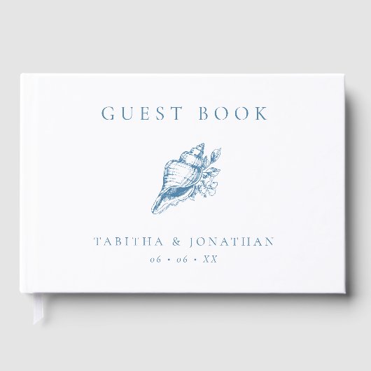 ヴィンテージブルーシーシェルビーチ結婚式 ゲストブック (正面)