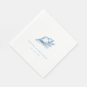 ヴィンテージブルーシーシェル結婚コースト スタンダードランチョンナプキン (角)