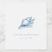 ヴィンテージブルーシーシェル結婚コースト ワインラベル (シングルラベル)