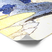 ヴィンテージブルージャパン木版画浮世絵 ポスター (角)