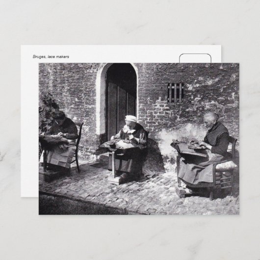 ヴィンテージブルージュベルギーレースメーカー(旧女性) ポストカード (正面/裏面)