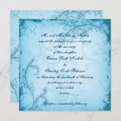 ヴィンテージブルースクロールリーフの招待 招待状 (正面/裏面)