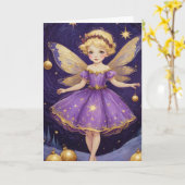 ヴィンテージブルースターリーナイトクリスマスフェアリー カード (黄色い花)