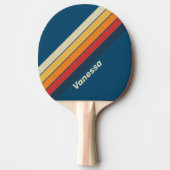 ヴィンテージブルーストライプのレインボー 卓球ラケット (正面)