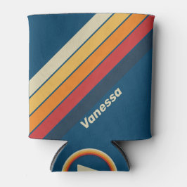 ヴィンテージブルーストライプのレインボー 缶クーラー