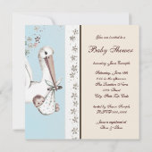 ヴィンテージブルーストークベビーシャワー 招待状 (裏面)