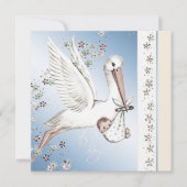 ヴィンテージブルーストーク男の赤ちゃんシャワー招待状 招待状 (正面)