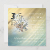 ヴィンテージブルーストーク男の赤ちゃんシャワー 招待状 (裏面)