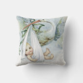 ヴィンテージブルーストーク男の赤ちゃん子供部屋ピロー クッション (裏面)