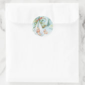 ヴィンテージブルーストーク赤ちゃんシャワーステッカー ラウンドシール (バッグ)