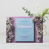 ヴィンテージブルーストーリーブックカバーバルミツワーパーティー 招待状 (スタンド正面)