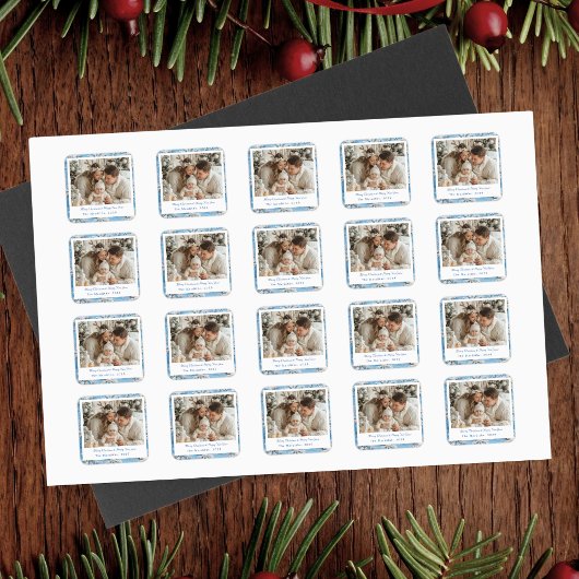 ヴィンテージブルースノーフレーククリスマス スクエアシール