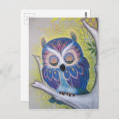 ヴィンテージブルースリーピングフクロウ ポストカード (正面/裏面)