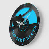 ヴィンテージブルースレコードウィズギター切り出し ラージ壁時計 (傾斜)