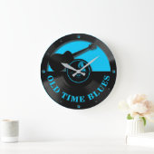 ヴィンテージブルースレコードウィズギター切り出し ラージ壁時計 (ホーム)