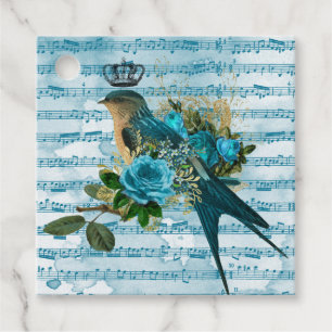 ヴィンテージブルーソングバードオンシートミュージックカスタマイズ フェイバータグ