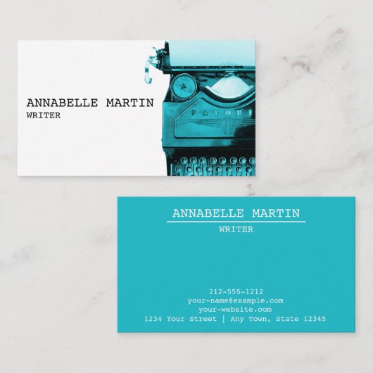 ヴィンテージブルータイプライター名刺 名刺 (正面/裏面)