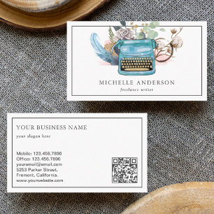 ヴィンテージブルータイプライターQRコードライター作家 名刺