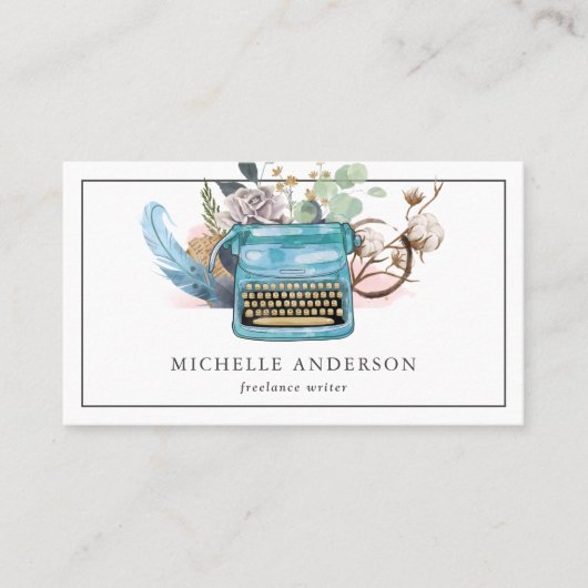 ヴィンテージブルータイプライターQRコードライター作家 名刺