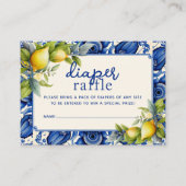 ヴィンテージブルータイルイエローレモンおむつラッフル エンクロージャーカード (正面)