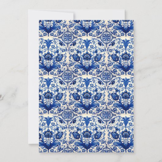 ヴィンテージブルータイルイエローレモンブライダルシャワー 招待状 (裏面)