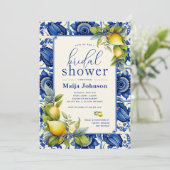 ヴィンテージブルータイル イエローレモン ブライダルシャワー 招待状 (スタンド正面)