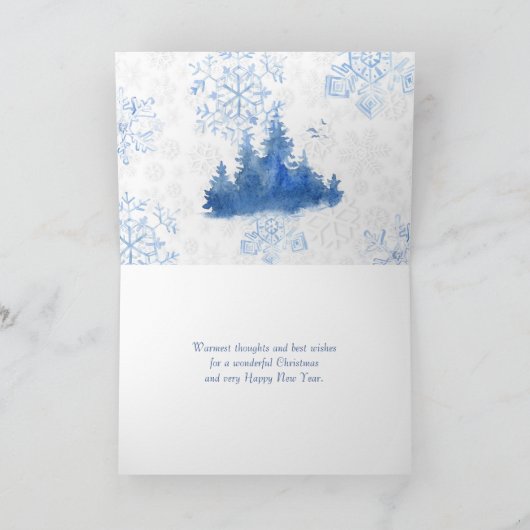 ヴィンテージブルータウンネズミコラージクリスマス シーズンカード (内部)