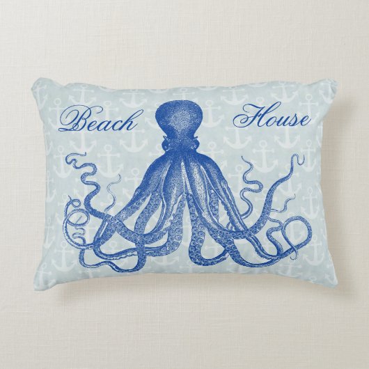 ヴィンテージブルータコいかり パーソナライズされた アクセントクッション (正面)