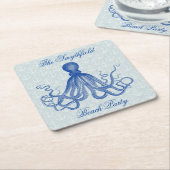 ヴィンテージブルータコといかりビーチパーティー スクエアペーパーコースター (アングル)