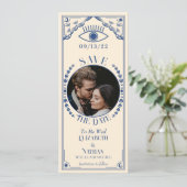 ヴィンテージブルータロットカード写真の保存日付 招待状 (スタンド正面)