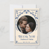 ヴィンテージブルータロットカード結婚写真ありがとう サンキューカード (正面)