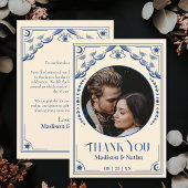 ヴィンテージブルータロットカード結婚写真ありがとう サンキューカード