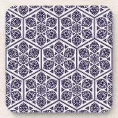 ヴィンテージブルーターキッシュロゼット幾何学東洋 コースター (正面)