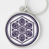 ヴィンテージブルーターキッシュロゼット幾何学的ベクトルアート キーホルダー (正面)