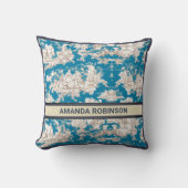 ヴィンテージブルーターコイズトイレデジュイミモノグラム クッション (正面)