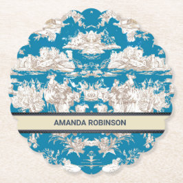 ヴィンテージブルーターコイズトイレデジュイミモノグラム ペーパーコースター