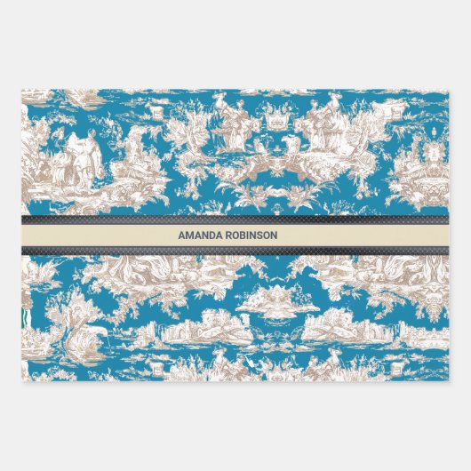 ヴィンテージブルーターコイズトイレデジュイミモノグラム ラッピングペーパーシート (正面2)