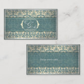 ヴィンテージブルーダマスクウェディング座席表 プレイスカード (正面/裏面)