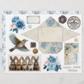 ヴィンテージブルーダマスクパターン – 4つ (正面/裏面)