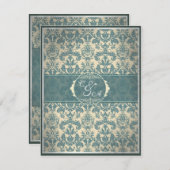ヴィンテージブルーダマスク披露宴カード エンクロージャーカード (正面/裏面)