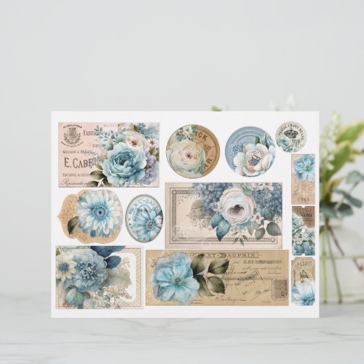 ヴィンテージブルーダマスク模様 – 4つのうちの1つ (スタンド正面)