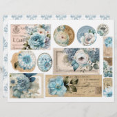 ヴィンテージブルーダマスク模様 – 4つのうちの1つ (正面/裏面)